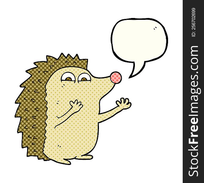 Comic Book Speech Bubble Cartoon Cute Hedgehog