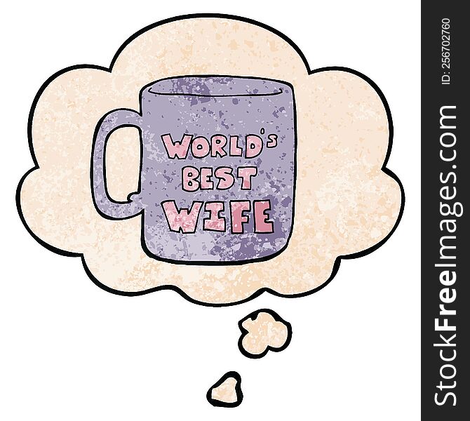 worlds best wife mug and thought bubble in grunge texture pattern style