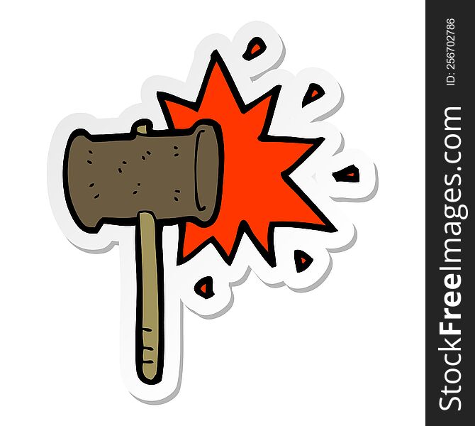 Sticker Of A Cartoon Banging Gavel