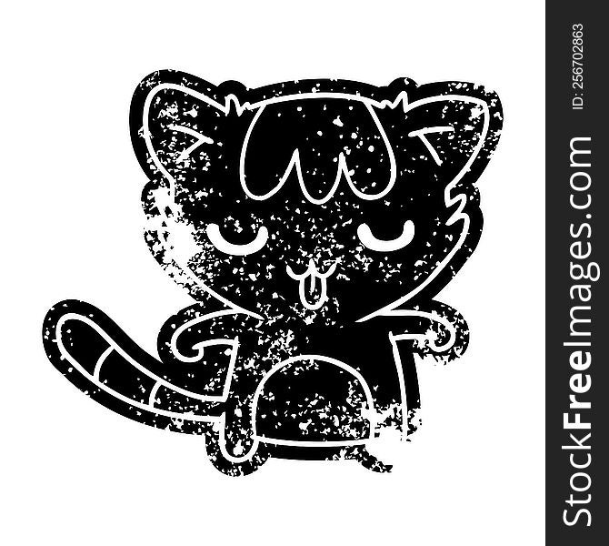 grunge distressed icon of a kawaii cute racoon. grunge distressed icon of a kawaii cute racoon