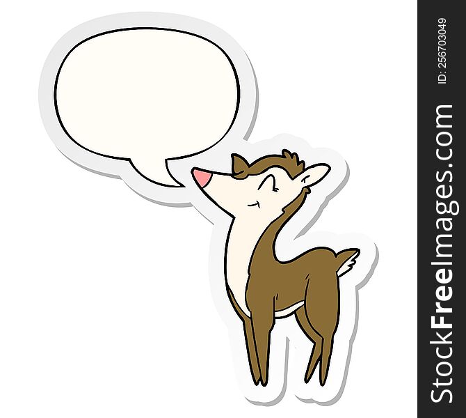 Cartoon Deer And Speech Bubble Sticker