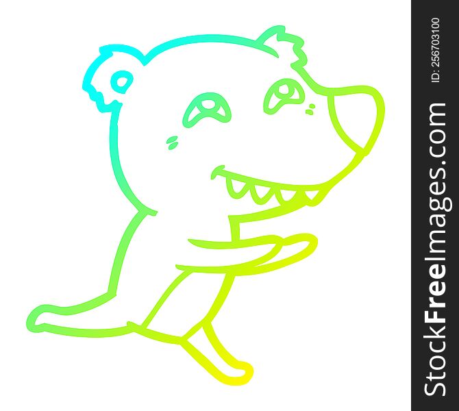 Cold Gradient Line Drawing Cartoon Bear Running