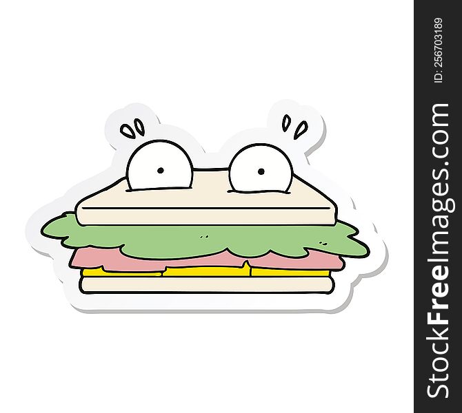 sticker of a sandwich cartoon character