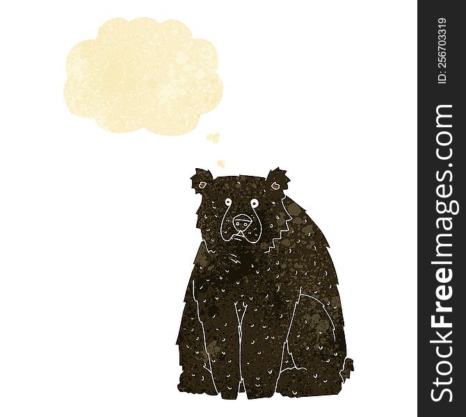 Cartoon Funny Black Bear With Thought Bubble