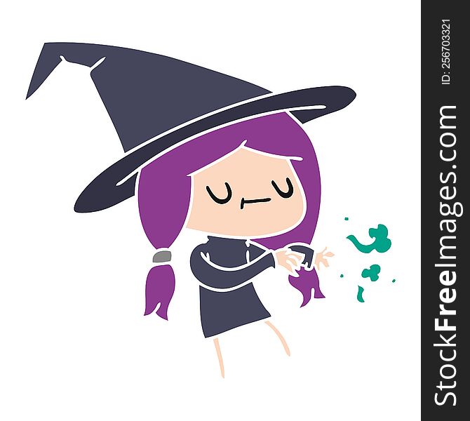 cartoon of cute kawaii witch