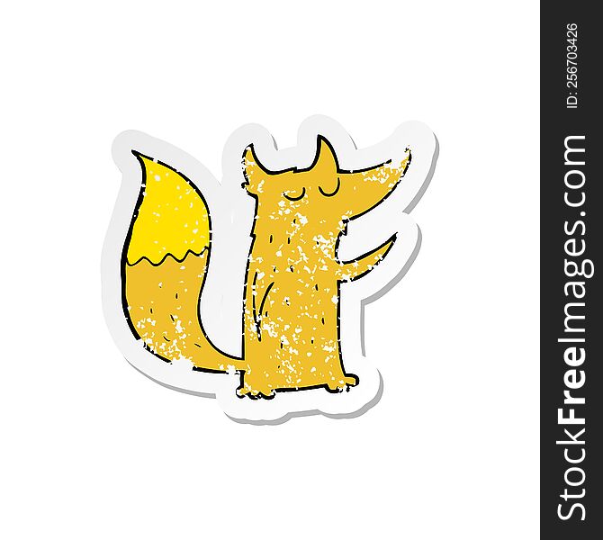 Retro Distressed Sticker Of A Cute Cartoon Fox