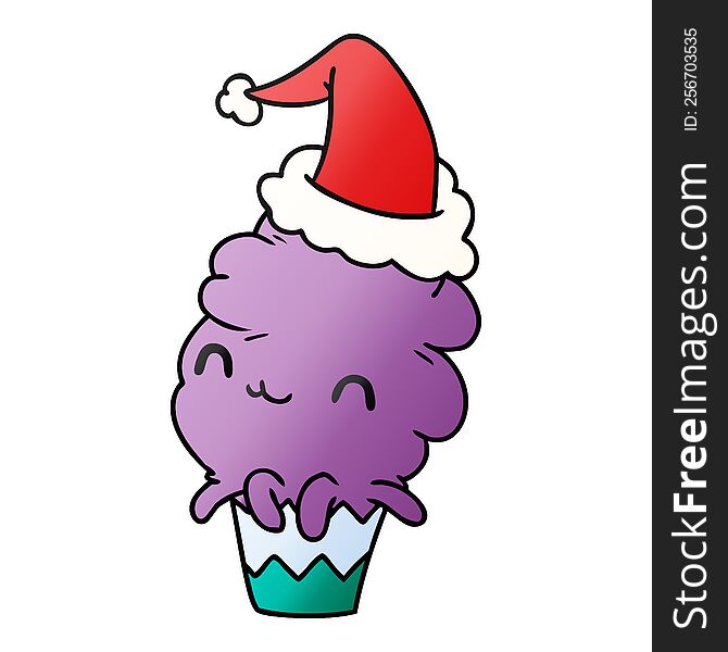 Christmas Gradient Cartoon Of Kawaii Muffin