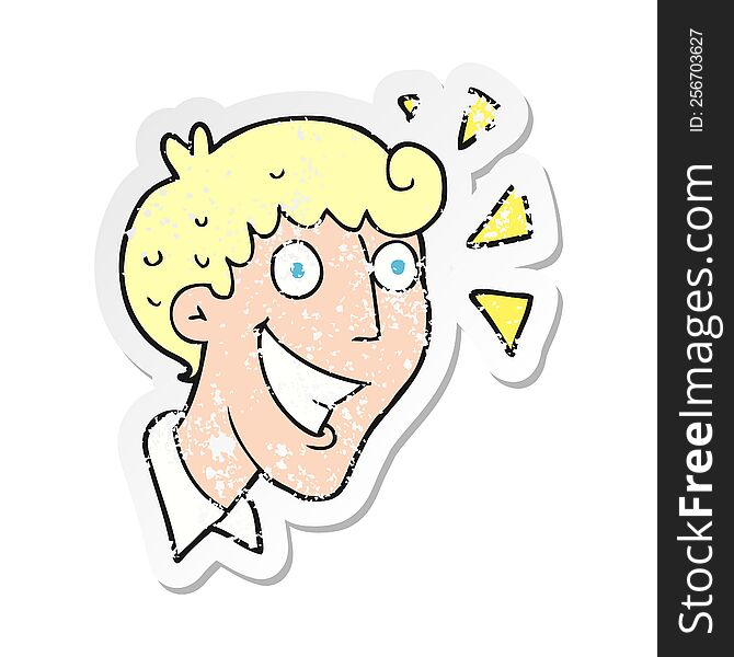 retro distressed sticker of a cartoon excited man