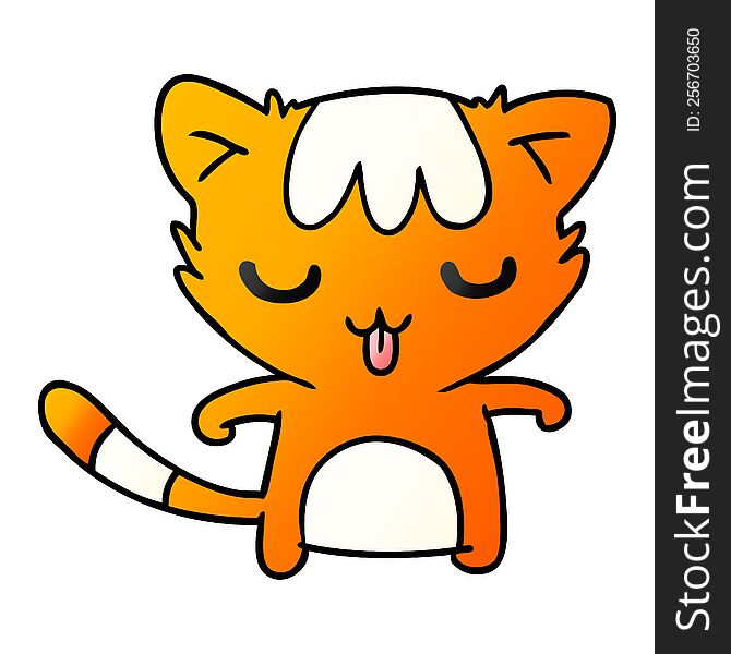 Gradient Cartoon Of A Kawaii Cute Cat