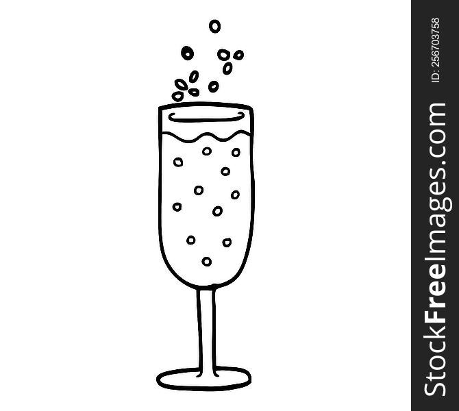 line drawing cartoon champagne flute