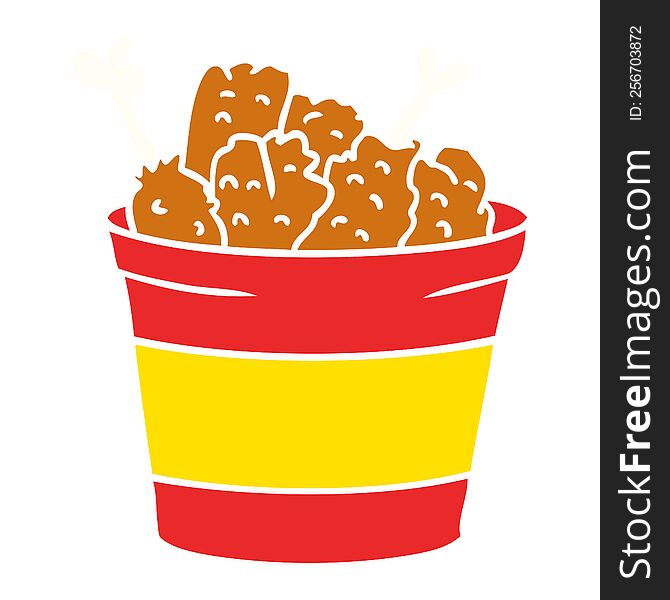 Cartoon Doodle Bucket Of Fried Chicken