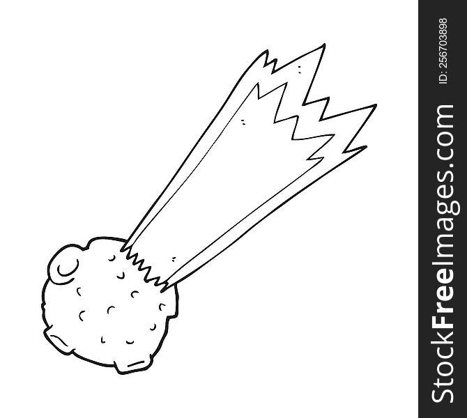 freehand drawn black and white cartoon meteor