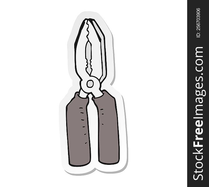 Sticker Of A Cartoon Pliers