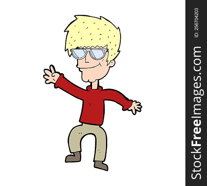 cartoon waving cool guy