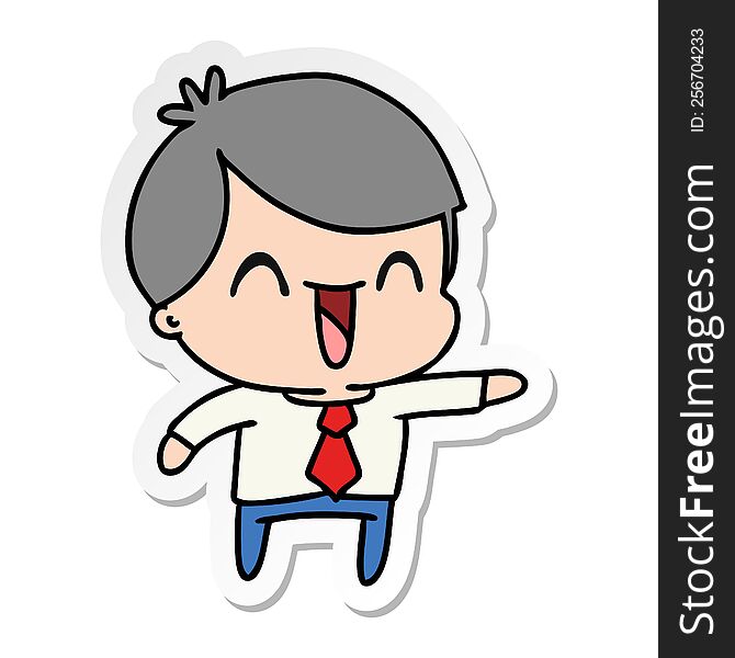 freehand drawn sticker cartoon of kawaii man in suit