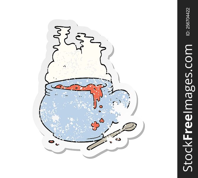 Retro Distressed Sticker Of A Cartoon Bowl Of Soup