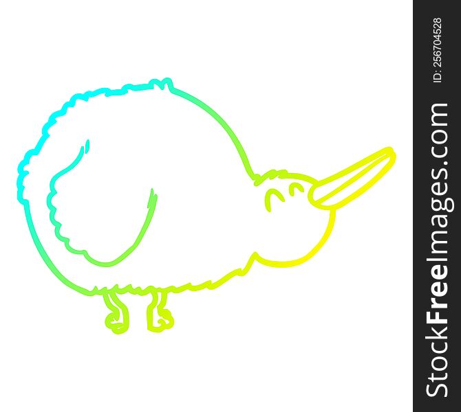 Cold Gradient Line Drawing Cartoon Kiwi Bird