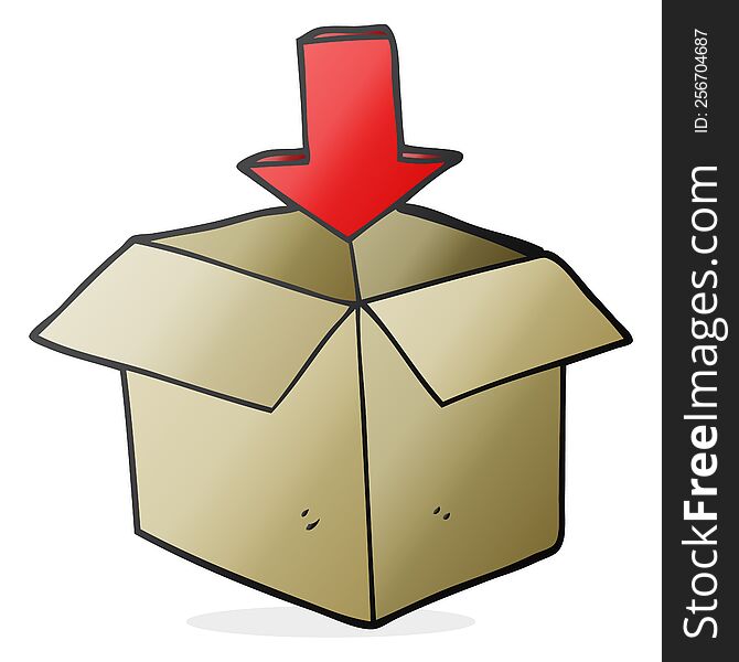 Cartoon Box With Arrow Download Storage Symbol