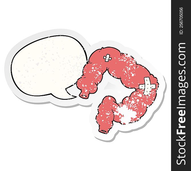 Cartoon Colon And Speech Bubble Distressed Sticker