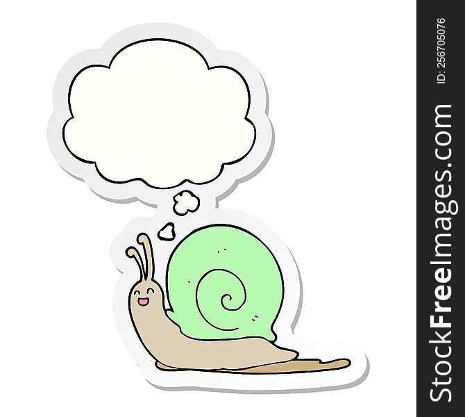 Cartoon Snail And Thought Bubble As A Printed Sticker