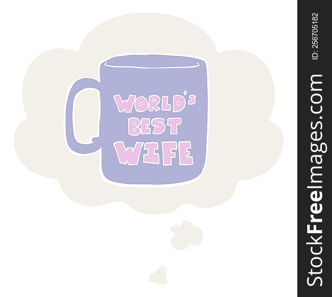 worlds best wife mug with thought bubble in retro style