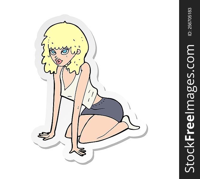 sticker of a cartoon woman pulling sexy pose