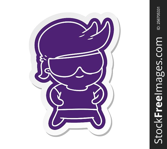 cartoon sticker kawaii kid with shades