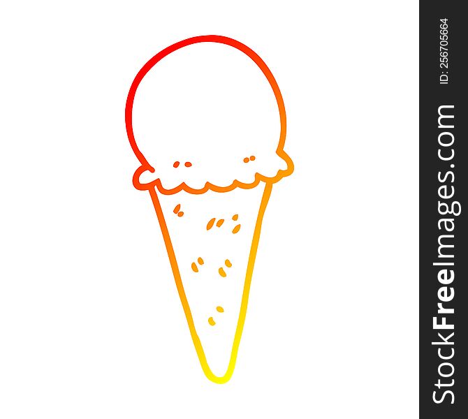 Warm Gradient Line Drawing Cartoon Ice Cream