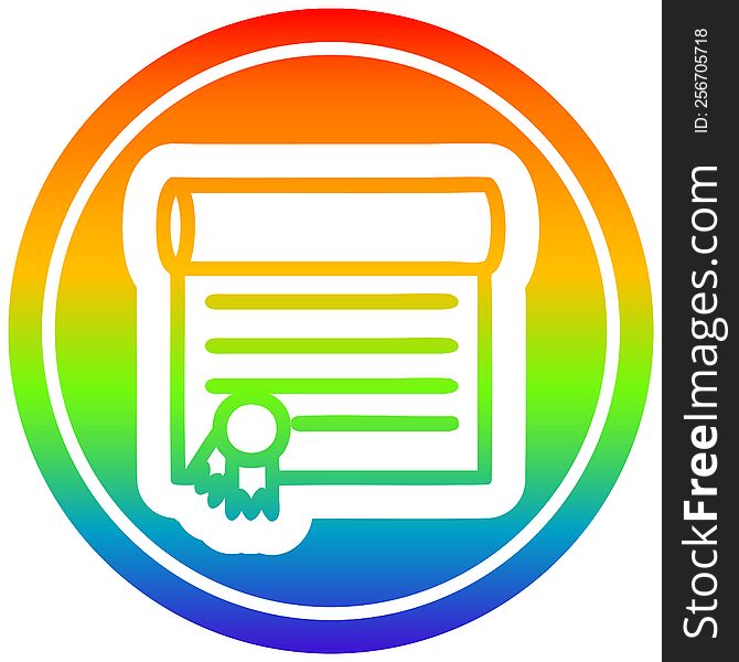 diploma certificate icon with rainbow gradient finish. diploma certificate icon with rainbow gradient finish