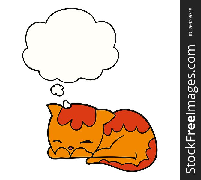 cartoon cat sleeping with thought bubble. cartoon cat sleeping with thought bubble