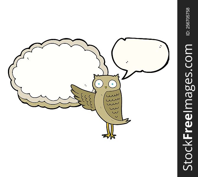 Speech Bubble Cartoon Owl Pointing