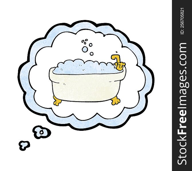 freehand drawn thought bubble textured cartoon bathtub
