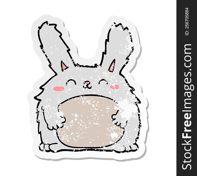 distressed sticker of a cartoon furry rabbit