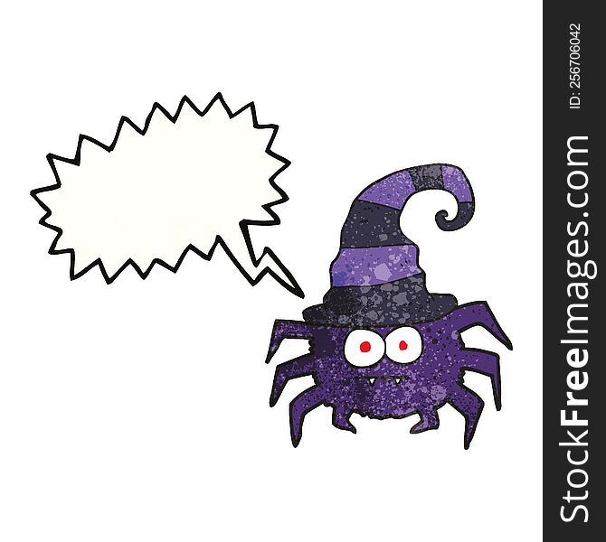 Speech Bubble Textured Cartoon Halloween Spider