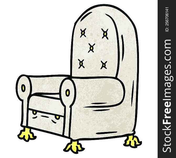 Textured Cartoon Doodle Of A Blue Arm Chair