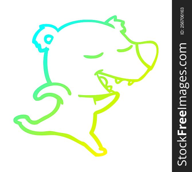 Cold Gradient Line Drawing Cartoon Polar Bear
