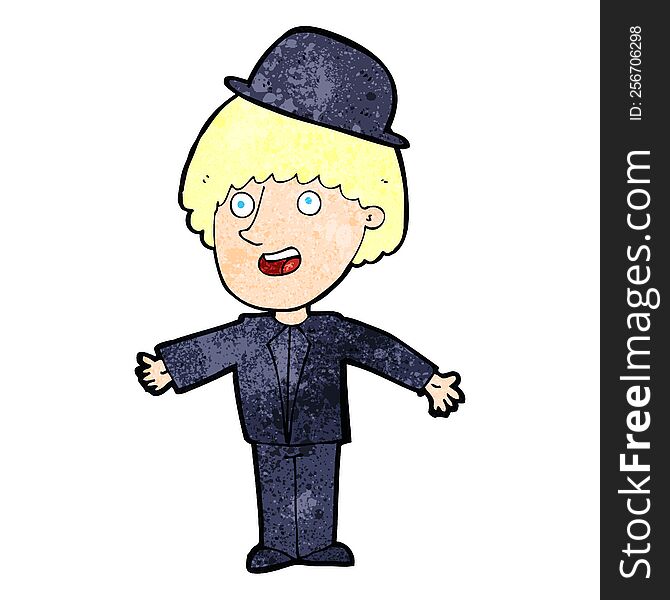 cartoon man in bowler hat