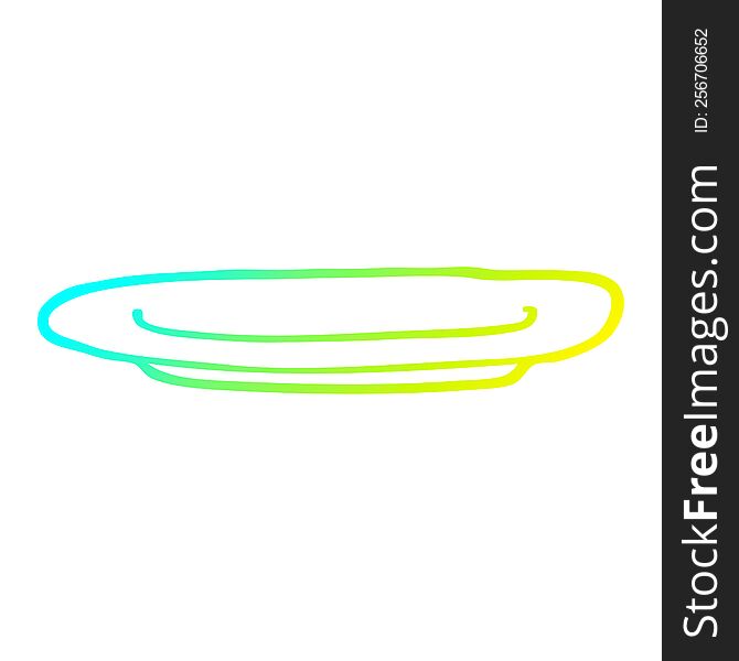 cold gradient line drawing of a cartoon empty plate