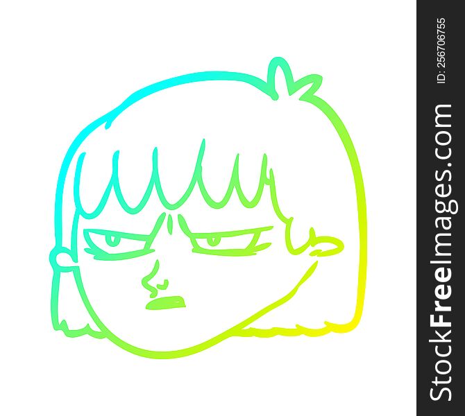 Cold Gradient Line Drawing Angry Woman