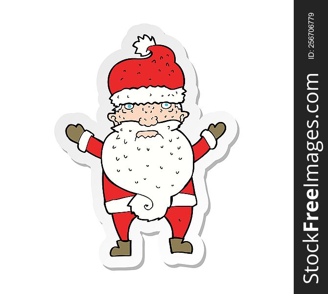 sticker of a cartoon grumpy santa