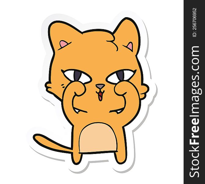 sticker of a cartoon cat rubbing eyes