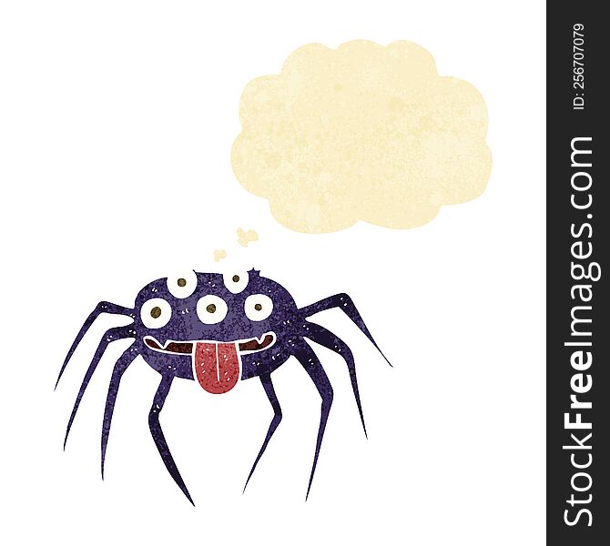 Cartoon Gross Halloween Spider With Thought Bubble