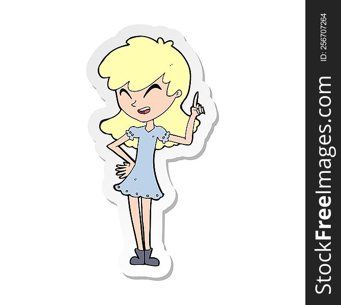 sticker of a cartoon girl making point