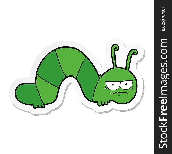 sticker of a cartoon grumpy caterpillar