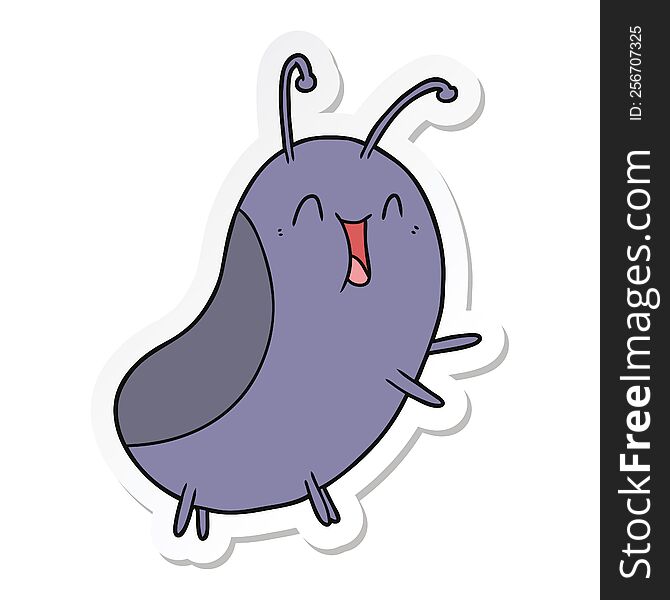 sticker of a cartoon happy bug