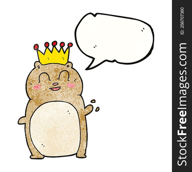 Speech Bubble Textured Cartoon Waving Hamster