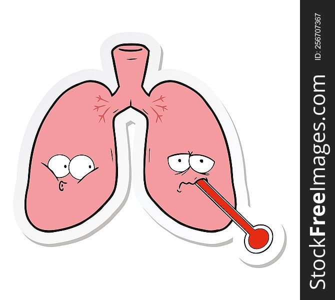 sticker of a cartoon unhealthy lungs