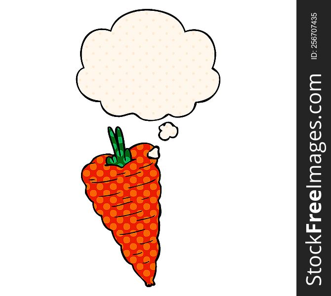 Cartoon Carrot And Thought Bubble In Comic Book Style