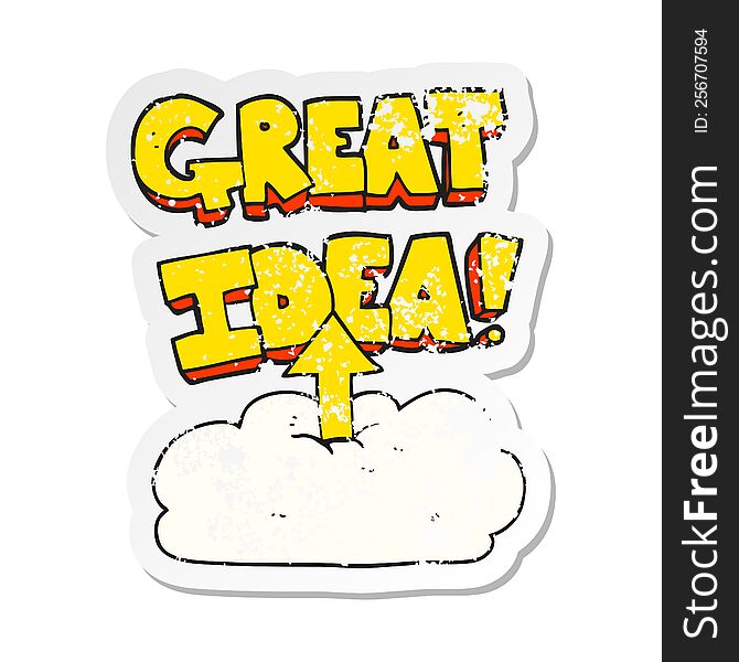 Retro Distressed Sticker Of A Cartoon Upload To The Cloud