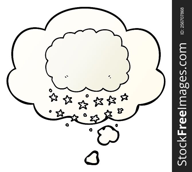 cartoon rain cloud and thought bubble in smooth gradient style